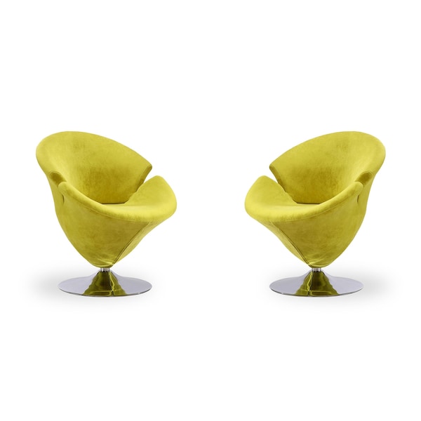 Manhattan Comfort Tulip Swivel Accent Chair in Green and Polished Chrome (Set of 2) 2-AC029-GR - main